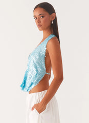 Top halter de cuello desbocado Rio Dreams - Turquesa