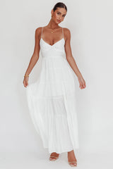 Vestido largo blanco con tirantes Main Attraction