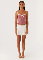 Top bustier Palmer con volantes - Cuadros vichy rojos