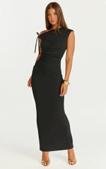 Belle Maxi Dress - Tie Shoulder Detail Dress in Black