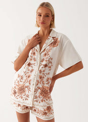 Camisa extragrande de lino Dreamy Days - Marfil