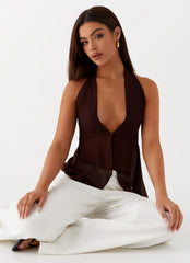 Top con cuello halter At Last - Marrón