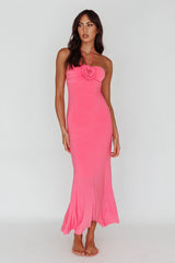 Vestido Midi Ibiza Sunset Bust Flower Rosa Choque