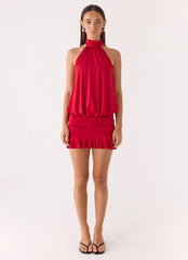 Minivestido sin espalda Yelena - Rojo intenso