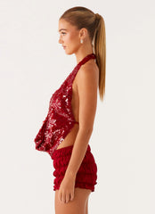 Top halter con cuello desbocado Rio Dreams - Rojo