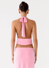 Top de cuello vuelto Ashi - Rosa