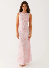 Vestido largo de cuello alto Moorey - Rosa