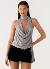 Top de cuello de vaca Shining Lights - Plateado
