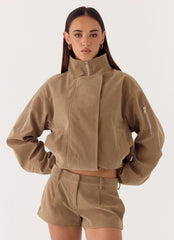 Chaqueta Marlow de antelina - Topo