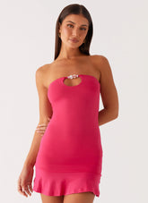 Vestido mini sin tirantes Hurts Like Hell - Fucsia