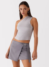 Top de punto Indy con un solo hombro - Gris