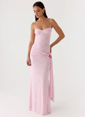 Maxivestido de malla Natty Lace - Rosa Pétalo
