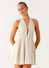 Minivestido Halter Figaro - Rayas Visón