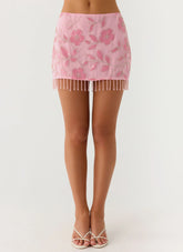 Minifalda con cuentas y lentejuelas Iglesias - Rosa