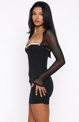 Minivestido de manga larga Get Into It negro