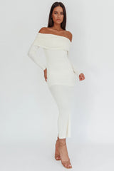 Vestido largo Juju con hombros descubiertos Blanco
