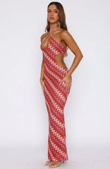 Vestido longo Forever Faithful com decote frente única Berry