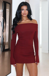 Minivestido de punto color burdeos con Parental Guidance