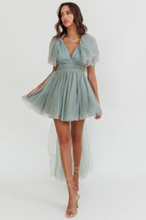Minivestido con cola de tul Star Power Pistacho