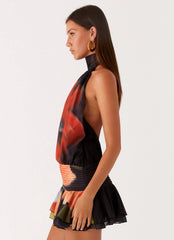 Minivestido de gasa Willow - Estampado floral oscuro