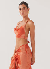 Top Zenta com Gola Drapeada - Cobre