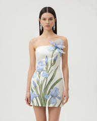Floral Printed Mini Dress - White