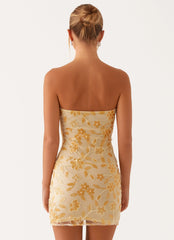 Minivestido con abalorios Moorey - Amarillo