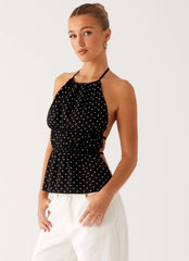 Top halter Sergio - Lunares negros