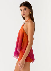 Top de llama gemela - Naranja