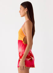 Minivestido Yura - Naranja floral