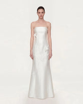 Strapless Floral Polyester Dress - White