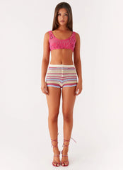 Top corto de lentejuelas Mercer - Fucsia