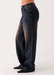 Jeans Back Again Straight Leg Denim - Lavagem Ácido Azul Marrom
