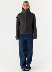 Chaqueta bomber de lana sintética Kaiden - Carbón
