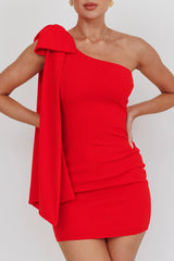 Minivestido Rojo con Lazo en Un Hombro Earned It