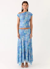 Saia longa Liana franzida - Aqua Paisley