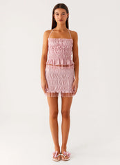 Top halter con abalorios Shari - Rosa