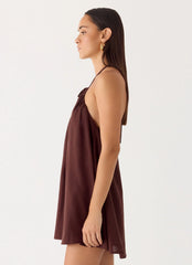 Minivestido de lino Soft Breeze - Chocolate