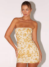 Minivestido con abalorios Moorey - Amarillo