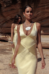 Vestido Maxi Decote V Soul Fire Manteiga
