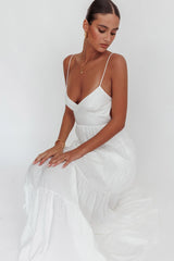 Vestido largo blanco con tirantes Main Attraction