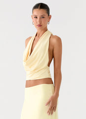 Top Ashi escote drapeado - Amarillo