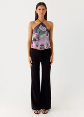 Top halter Twisted Love - Romance floral degradado