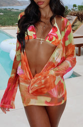 Vestido Curto Manga Longa New Rules Tropical Bloom