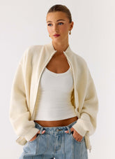 Chaqueta Davy de punto con cremallera - Marfil