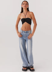 Top Greta con abalorios - Negro