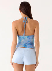 Top halter All At Once - Paisley aqua