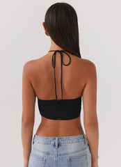 Top Greta con abalorios - Negro