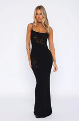 Vestido maxi de punto Deep Love - Negro