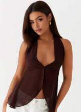 Top con cuello halter At Last - Marrón